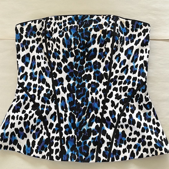 White House Black Market Tops - White House Black Market Bustier. Size 4 whit background with blue and black.